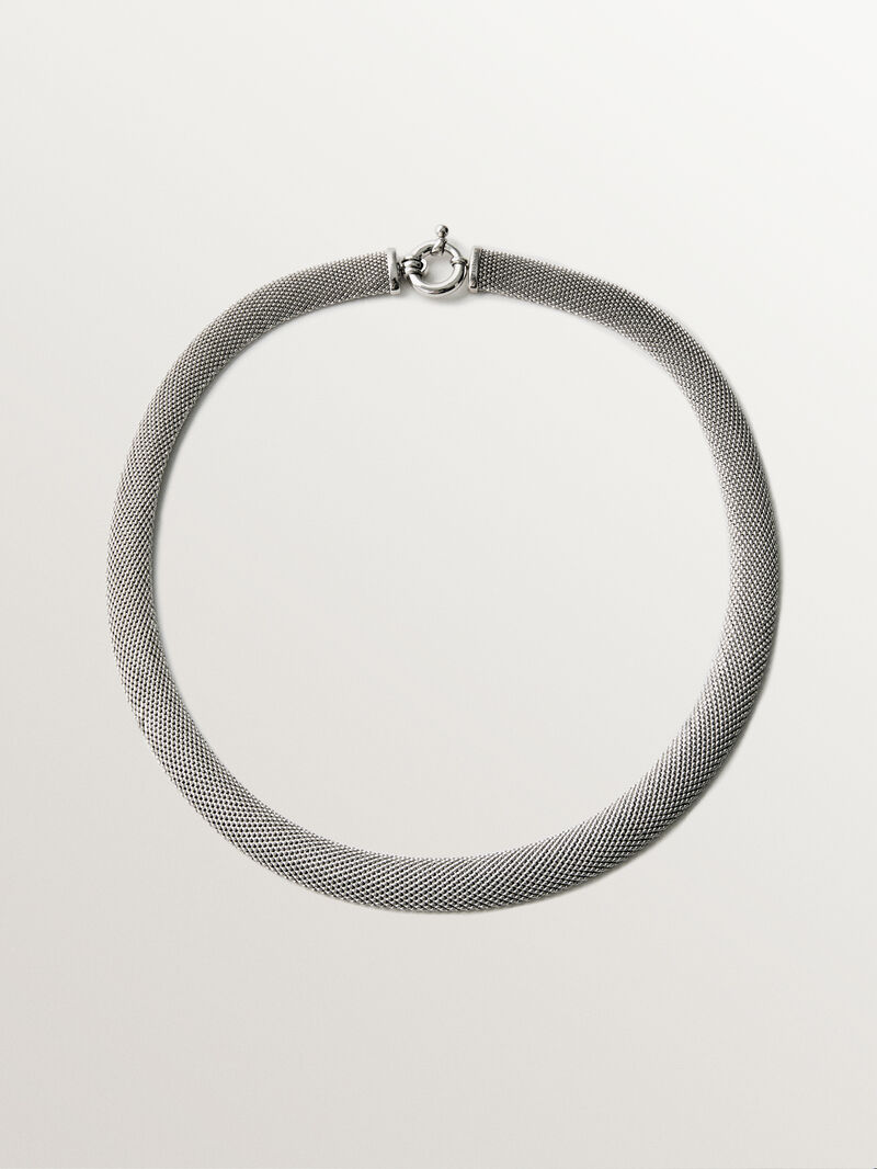 Rigid 925 silver pendant with mesh image number 0