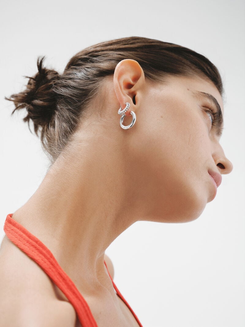 Medium-sized 925 silver hoop earrings image number 3