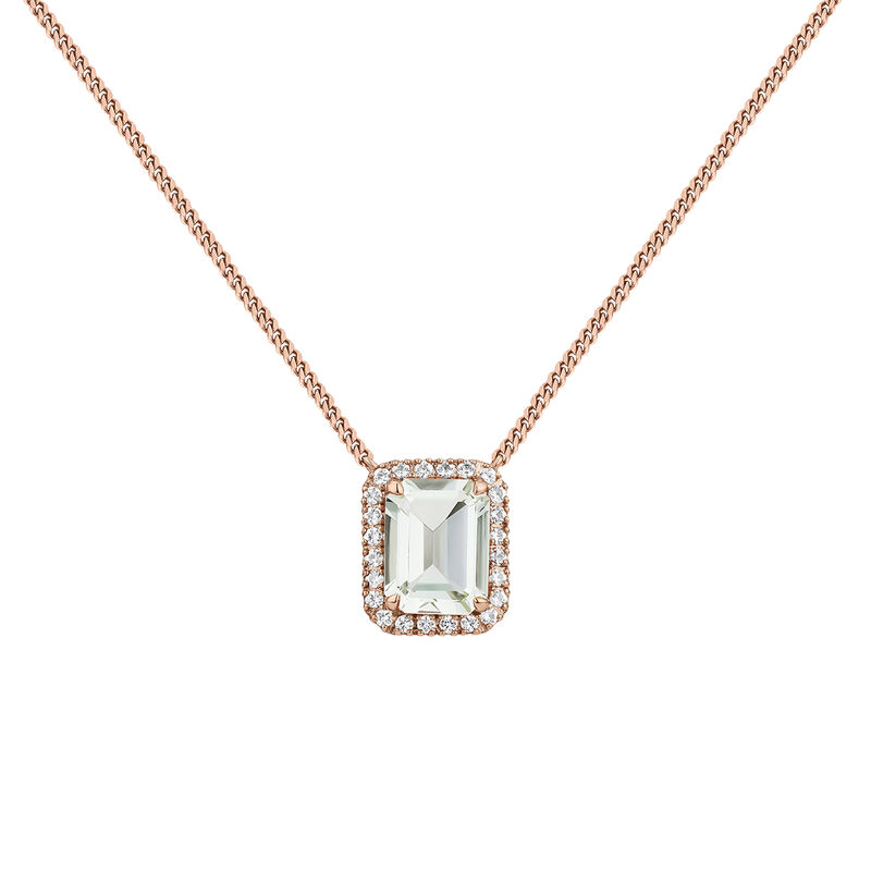 Rose gold plated quartz necklace , J04685-03-GQ-WT, hi-res