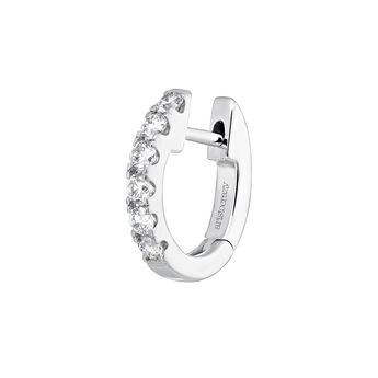 Single small hoop earring in 18k white gold with 0.16ct diamonds, J04095-01-16-H,hi-res