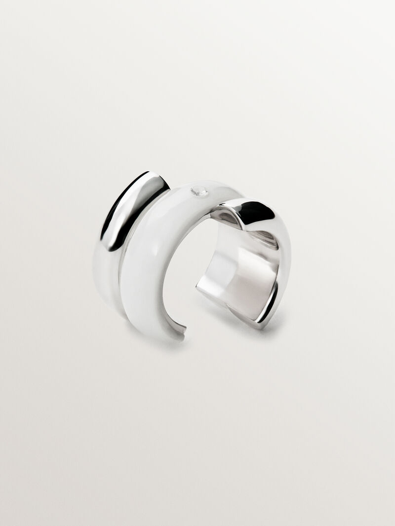 925 silver earcuff earring with zircon suspended in resin image number 4