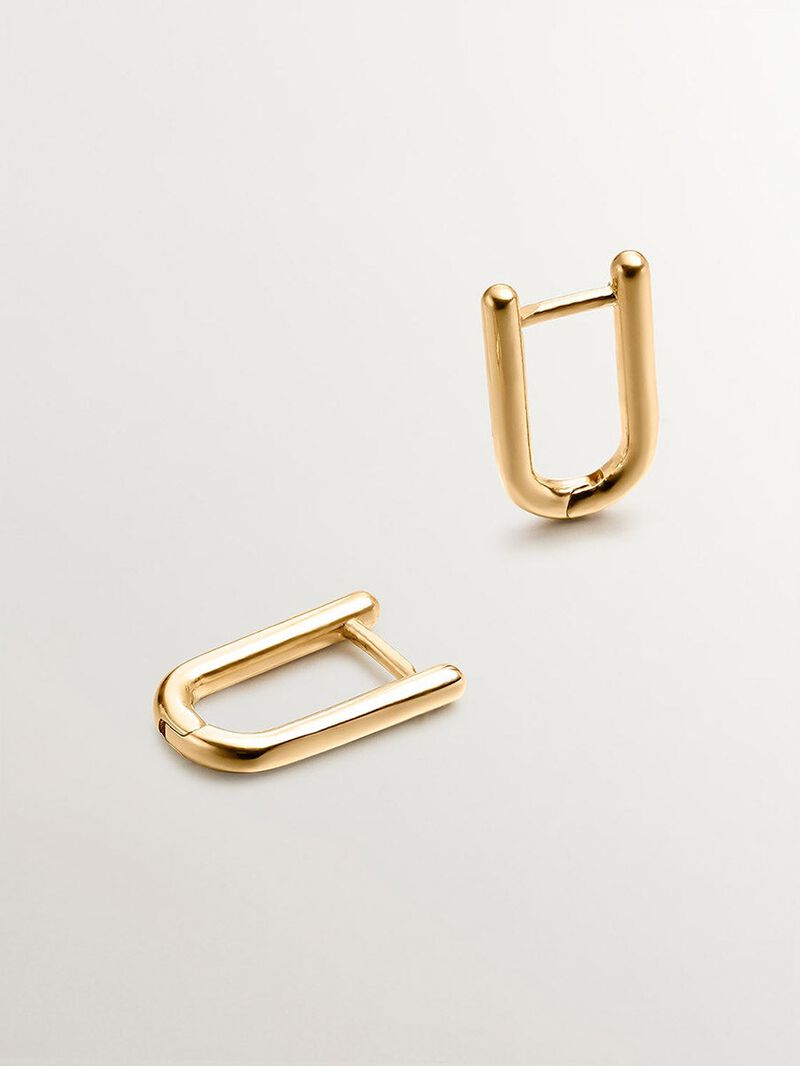 Long silver ring earrings 925 bathed in 18k yellow gold image number 1