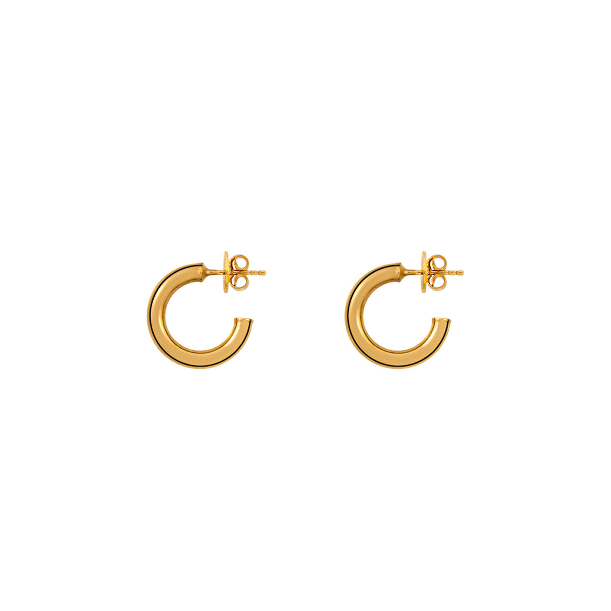 Small gold plated smooth hoop earrings , J01585-02, hi-res