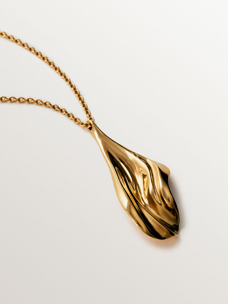 Textured 18K yellow gold plated 925 silver pendant image number 2