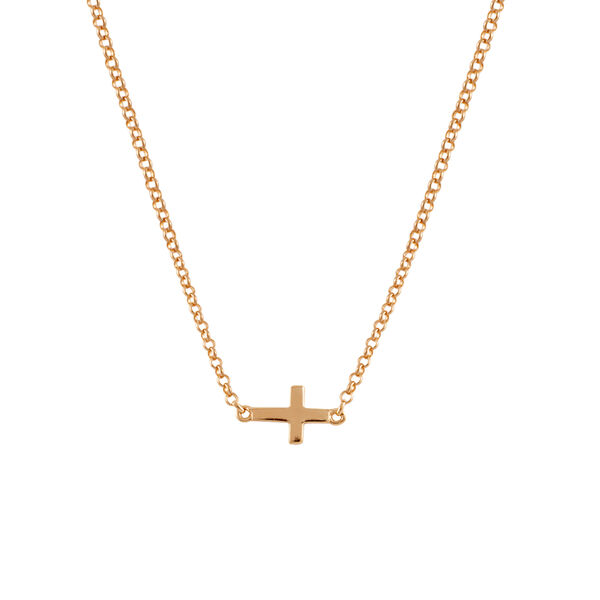 Rose gold plated simple cross necklace , J00653-03,hi-res