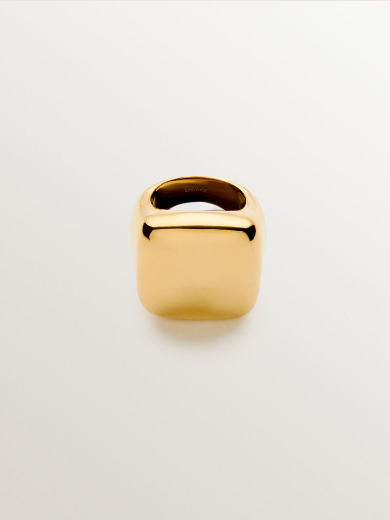 Square ring in 18K yellow gold plated 925 silver with polished effect image number 2