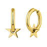 Gold plated drilled star hoop earrings, J04941-02
