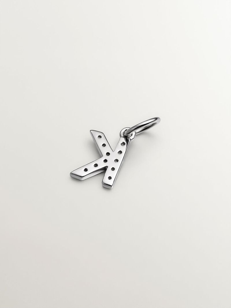 925 Silver Charm with White Topaz Initial K image number 1