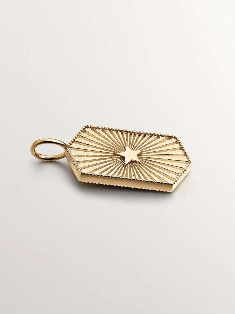 925 silver charm bathed in 18k yellow gold fire with pink enamel image number 2