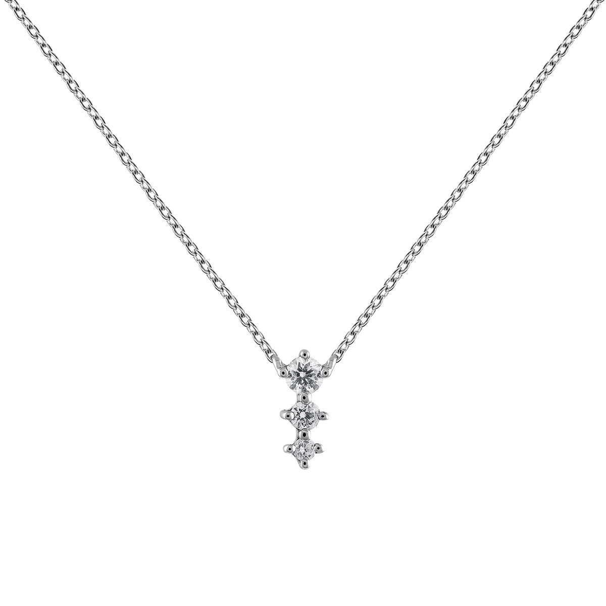 White gold diamond triple necklace 0.06 ct , J03365-01, hi-res
