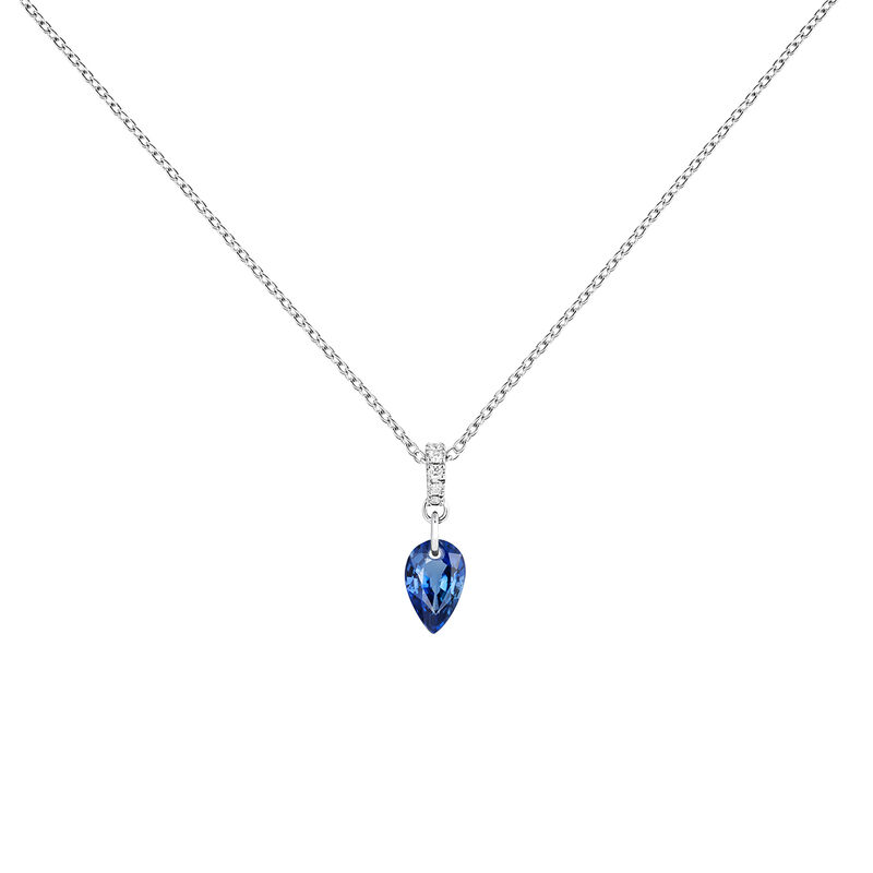 Necklace sapphire and diamonds in white gold , J04083-01-BS, hi-res