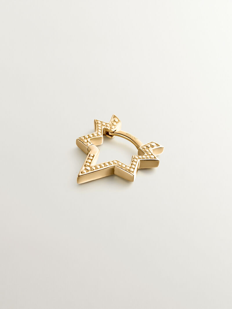 9K yellow gold single earring in the shape of a star. image number 2