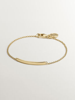 Pulsera esclava de plata bañada en oro amarillo de 18kt con corazón interior , J05164-02,hi-res