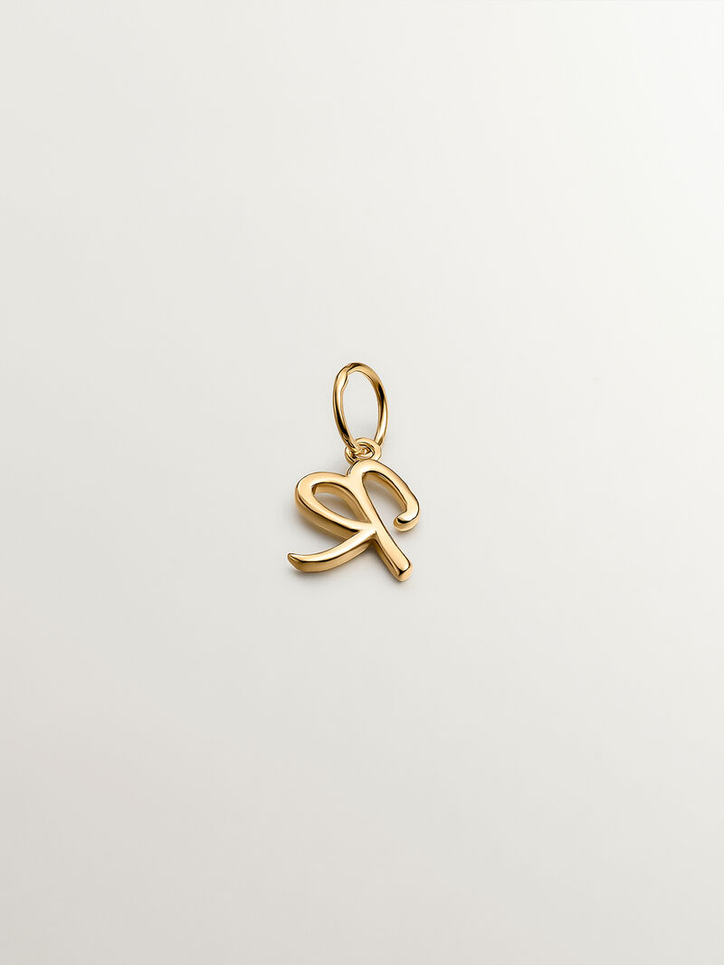 18K Yellow Gold Plated 925 Silver Charm with initial R image number 1