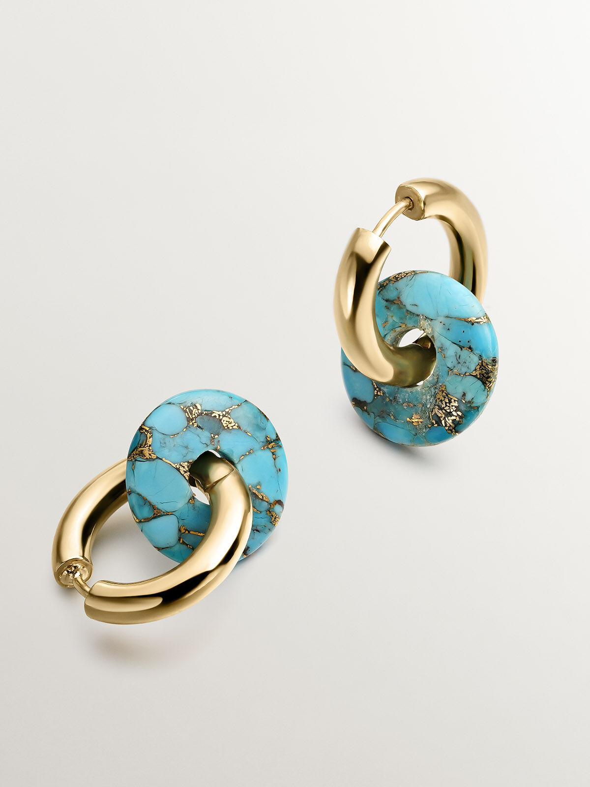 Turquoise gold sale hoop earrings