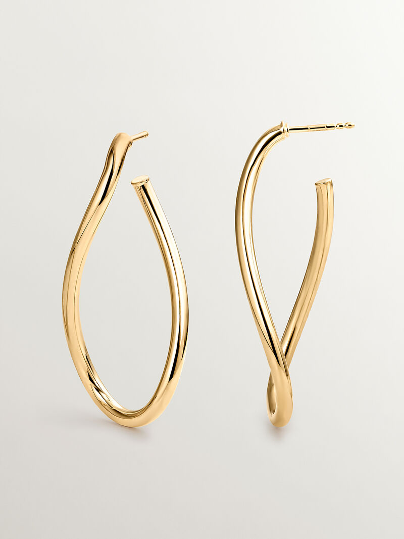 Large wavy hoop earrings made of 925 silver plated in 18K yellow gold image number 4