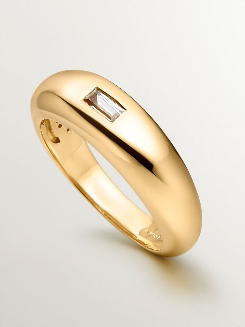 18K yellow gold plated 925 silver ring with white topaz image number 2