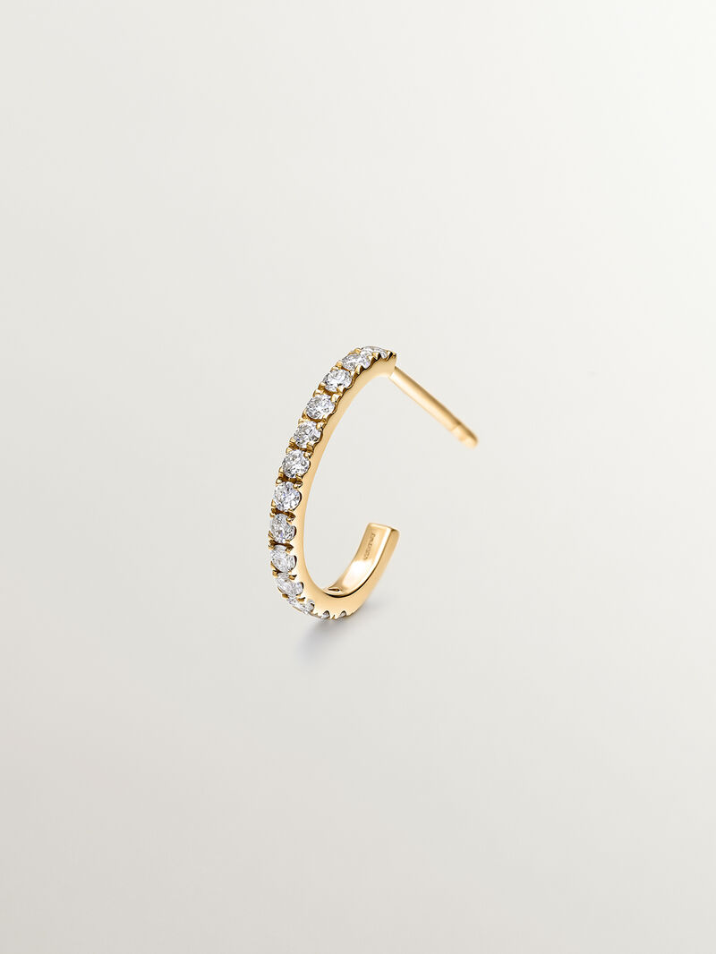 Individual small hoop earring made of 18K yellow gold with 0.20cts diamonds. image number 0