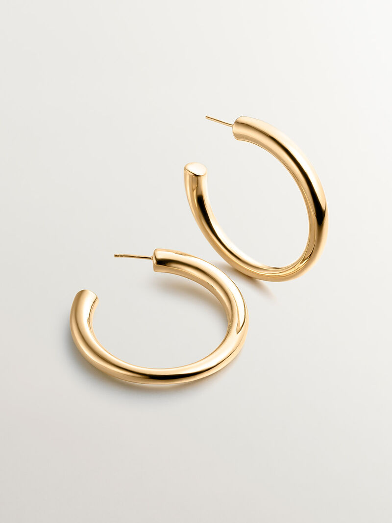 Large hoop earrings made of 925 silver bathed in 18K yellow gold. image number 2