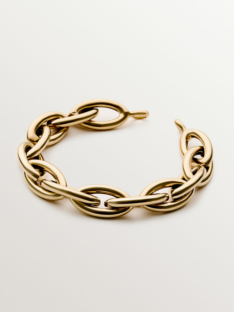 18K yellow gold plated 925 silver bracelet with oval links image number 0