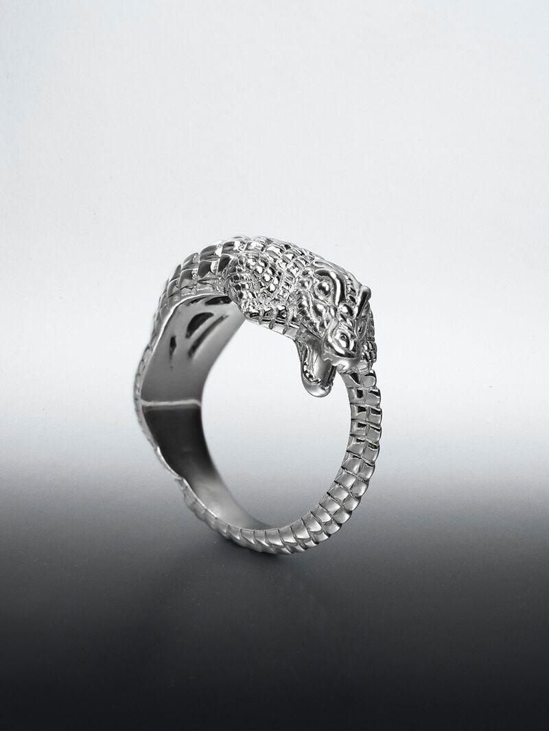 925 silver ring shaped like crocodile image number 7