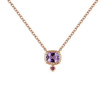 Rose gold plated amethyst necklace , J04669-03-LAM-RO, mainproduct