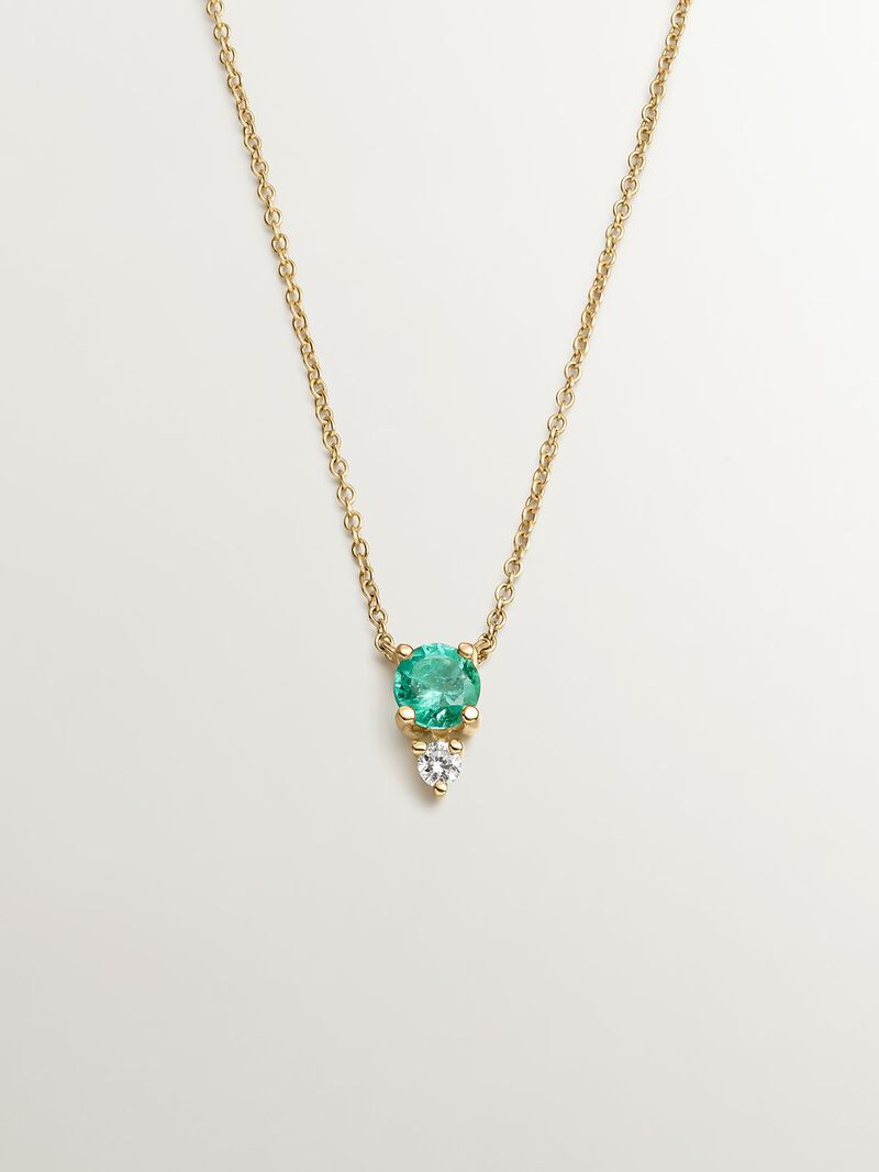 9K Yellow Gold Pendant with Emerald and Diamond image number 0