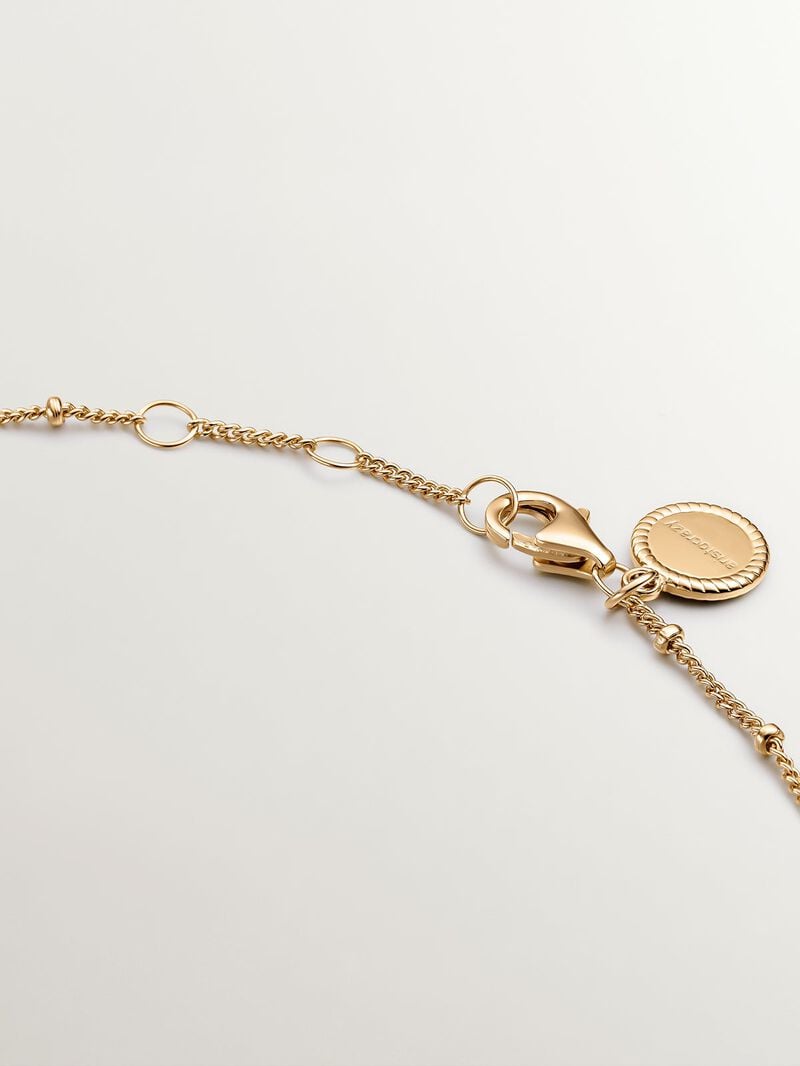 925 Silver anklet bathed in 18K yellow gold with beads. image number 4