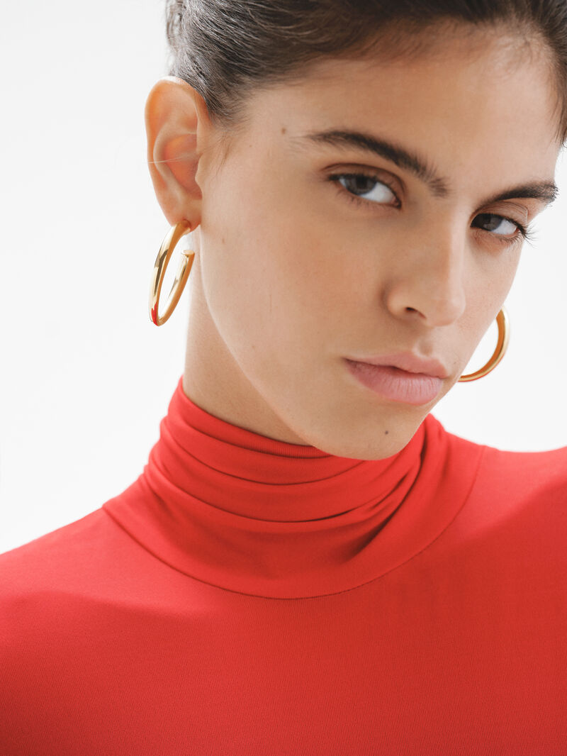 Large hoop earrings made of 925 silver bathed in 18K yellow gold. image number 1