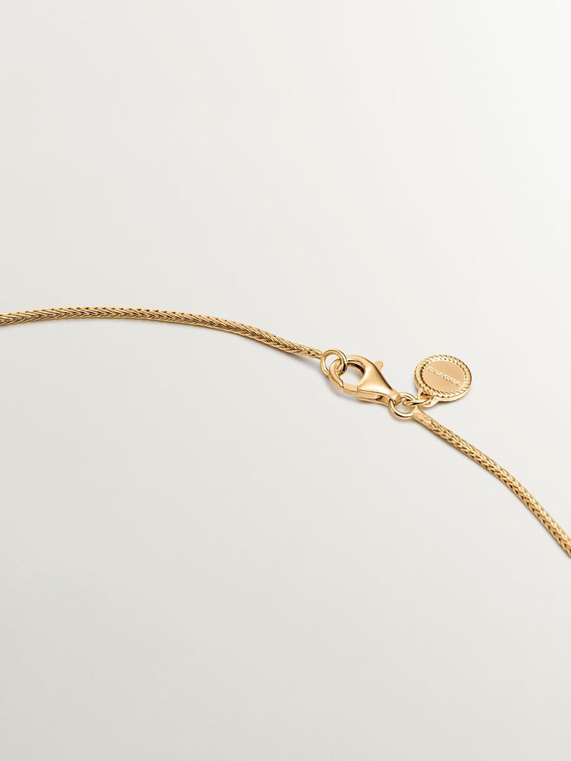 Large circular pendant made of 925 silver, bathed in 18K yellow gold with relief. image number 6