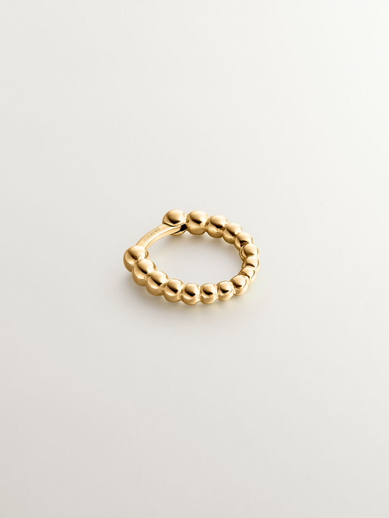 Small individual 9K yellow gold hoop earring with tiny balls. image number 2
