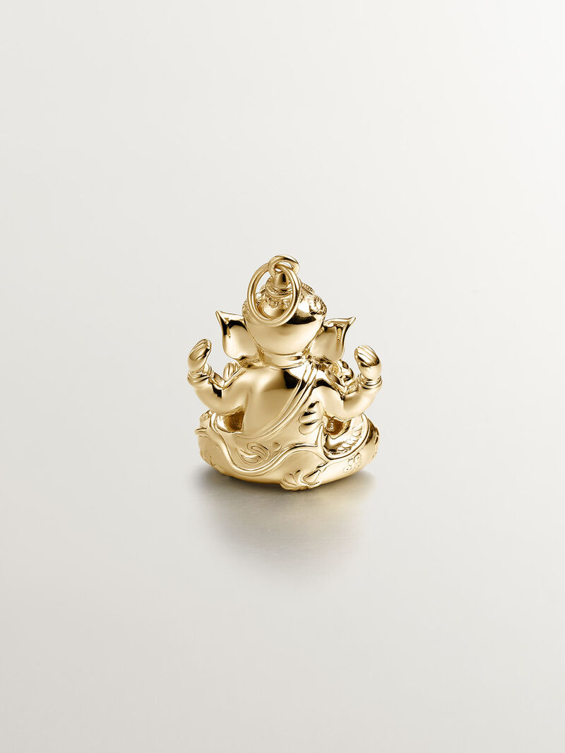 925 silver charm bathed in 18k yellow gold with pink rodolite and elephant shape image number 2
