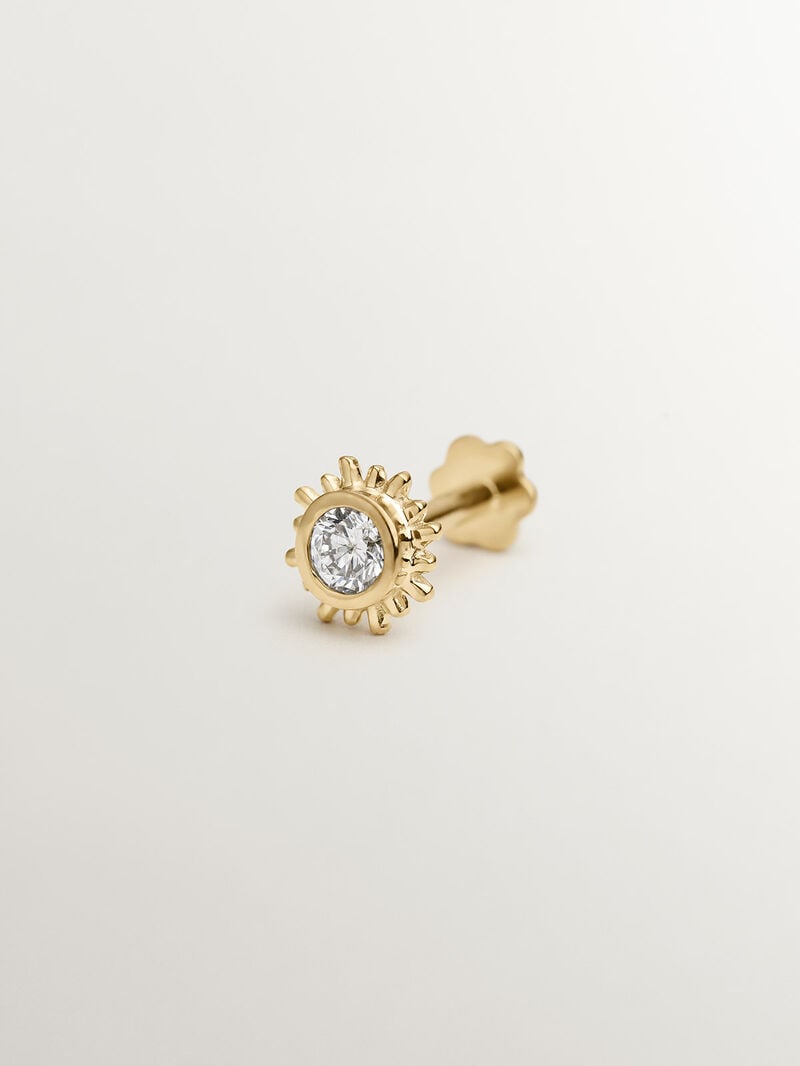 18K yellow gold chaton piercing with diamond image number 2