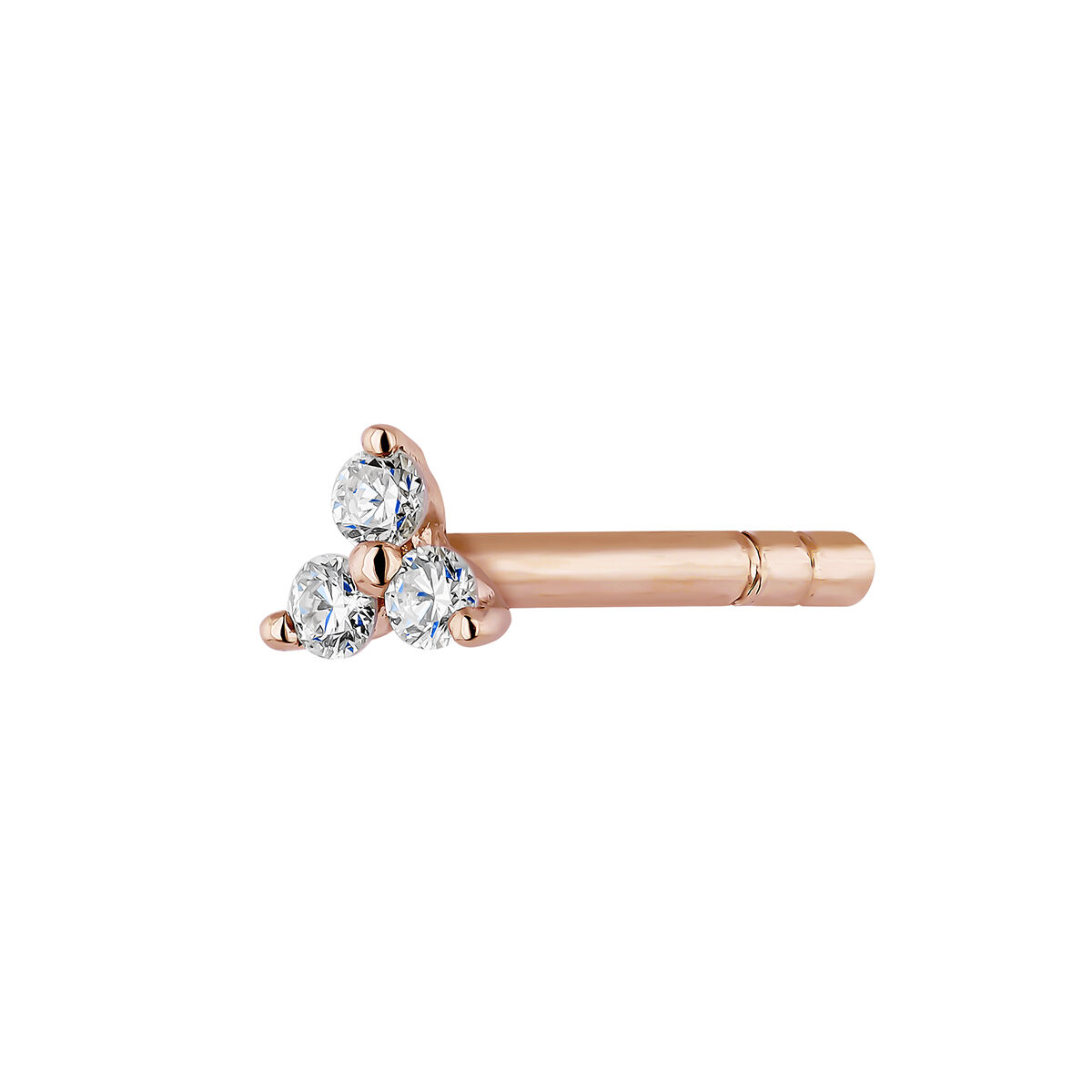 Single 18kt rose gold shamrock earring with diamonds, J04428-03-H, hi-res