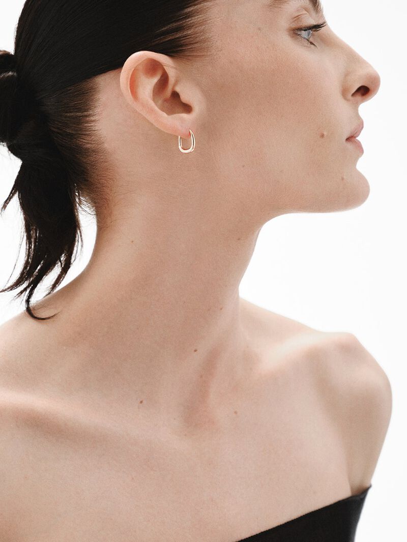 18K rose gold plated 925 silver thick hoop earrings image number 3