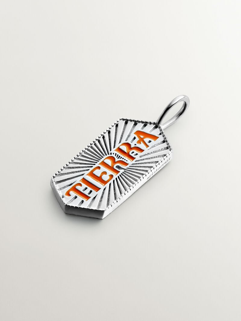 925 silver charm with orange enamel image number 0