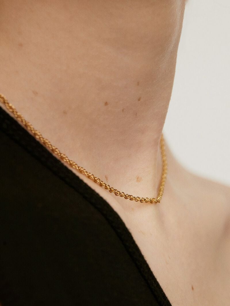 925 Silver Rope Link Chain coated in 18k Yellow Gold image number 3