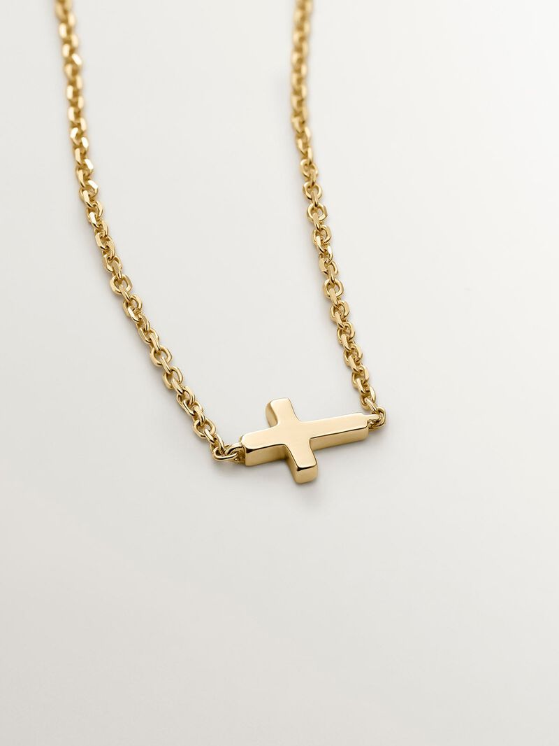 9K Yellow Gold Chain with Cross image number 2