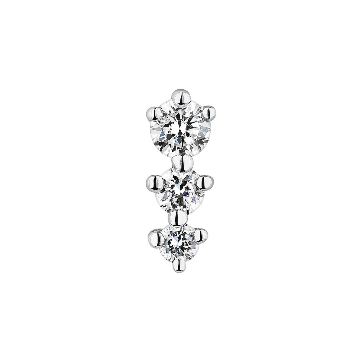 Single triple diamond earring in 18k white gold, J03356-01-H, hi-res
