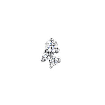 Single 9kt white gold earring with triple diamond of 0.033cts, J04956-01-H,hi-res