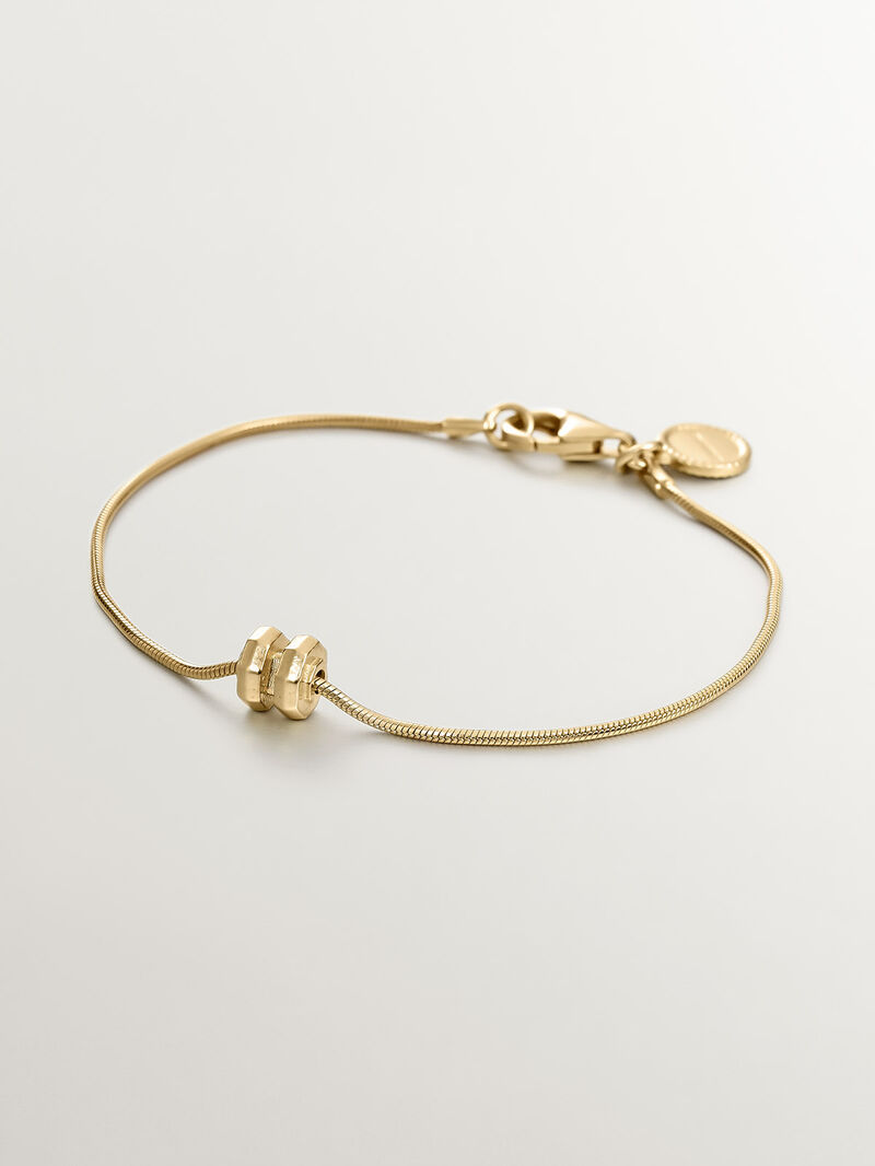 925 silver bracelet in 18k yellow gold of bearded links with geometric motif image number 0