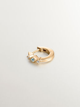 Single hoop earring in 18k yellow gold-plated silver with topaz stones, J04651-02-SKY-WT-H, mainproduct