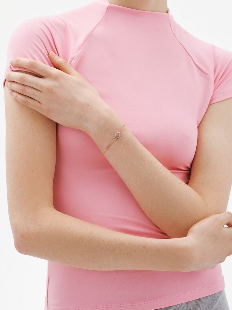925 Silver bracelet and 925 silver bathed in 18K rose gold with a heart image number 3