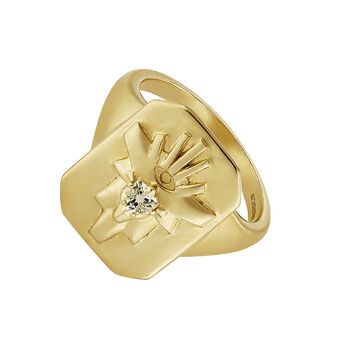 Gold plated quartz fantasy signet ring , J04564-02-GQ,hi-res
