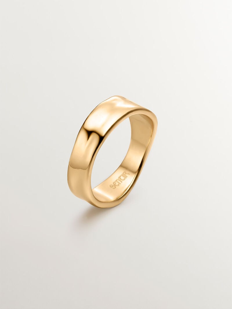 Irregular 925 silver ring bathed in 18K yellow gold image number 0