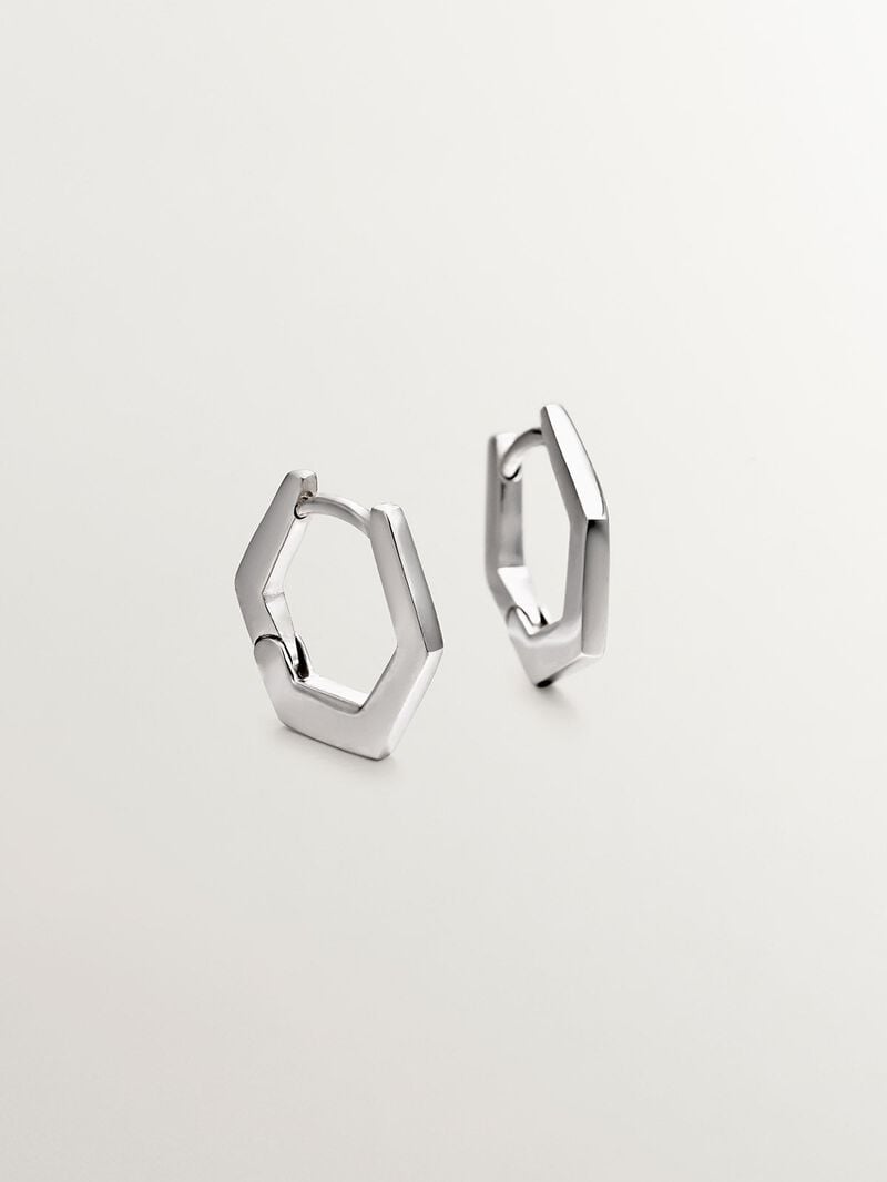 925 silver hexagonal ring earrings image number 2