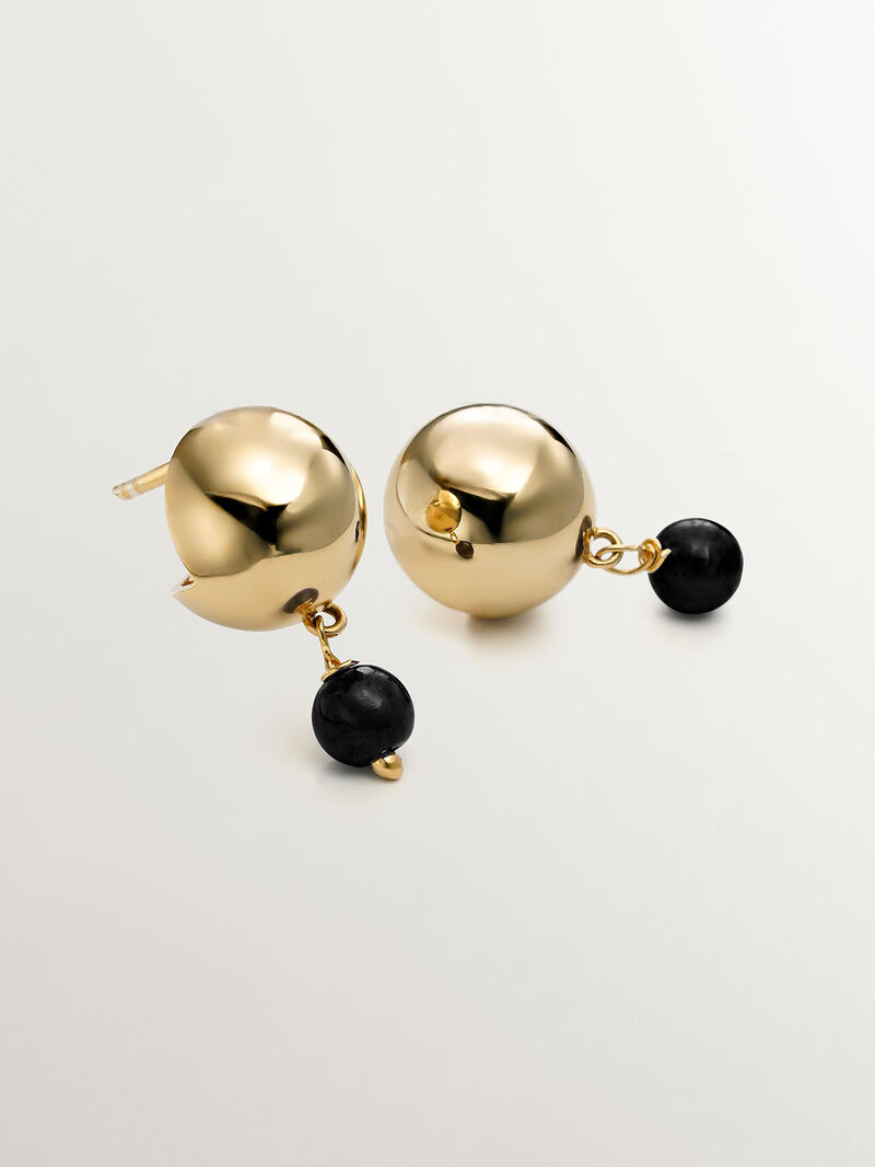 925 silver earrings bathed in 18k yellow gold with black ónix image number 1