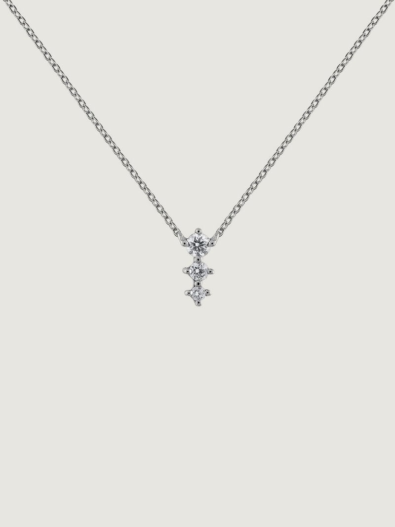 18K white gold pendant with triple diamond image number 0