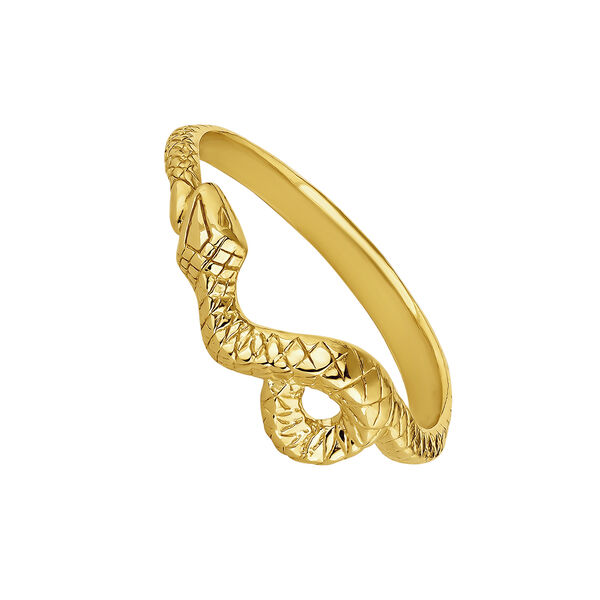 Gold-plated silver embossed snake ring , J04853-02,hi-res