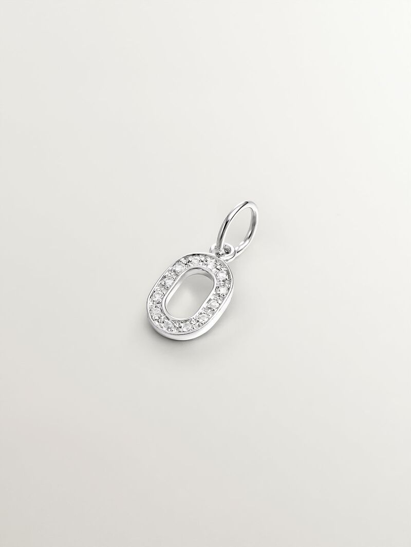 925 Silver Charm and White Topaz Initial O image number 0